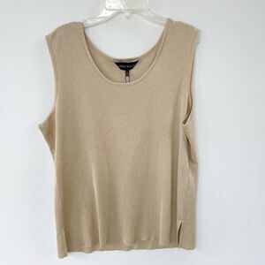 Ming Wang Size L Gold Sleeveless Tank Top  Knit Shell Office NEW NWT